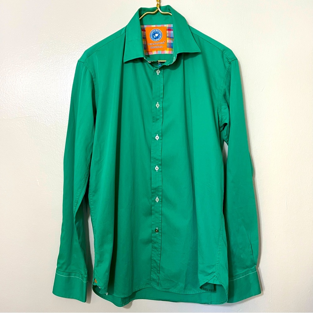 A Fish Named Fred Green Button Down Men Shirt Sz Large